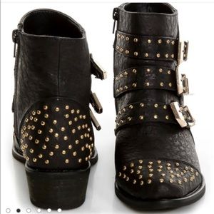 Black Studded Moto Ankle Boots